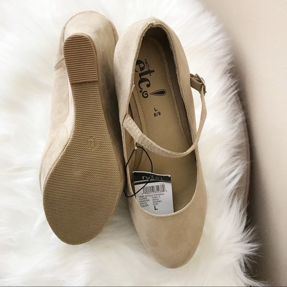 Rue 21 Faux Suede Tan Wedges Size L (8/9), NWT - Picture 8 of 8